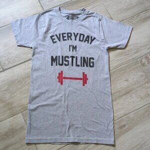 State Fitness "Everyday I'm Mustling"  Lifting Long Length Short Sleeve Tee